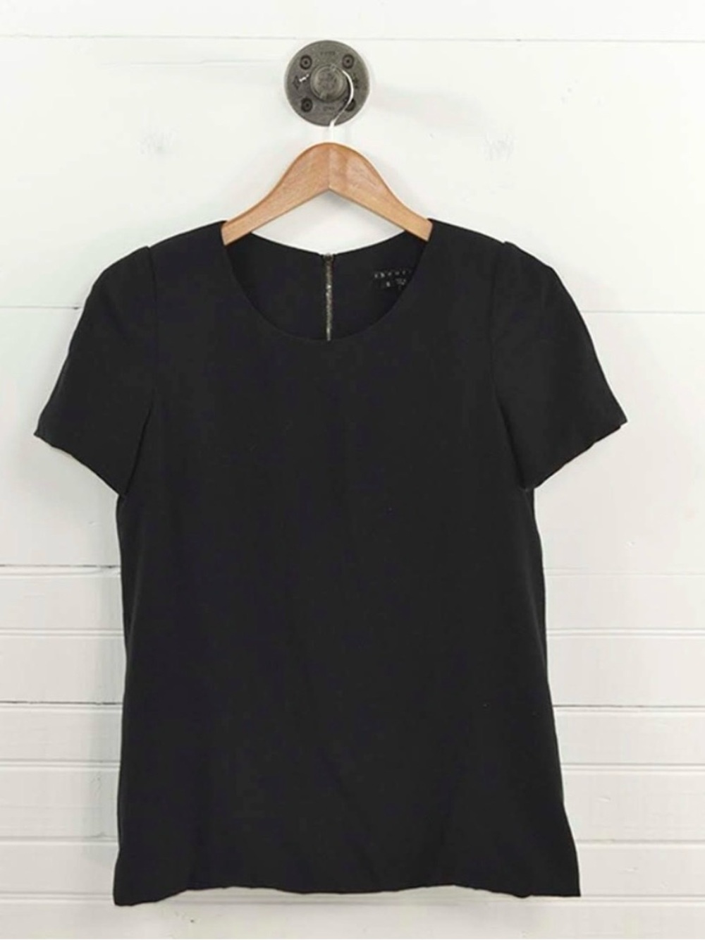 Theory Black Short-Sleeve Crewneck Top petite
